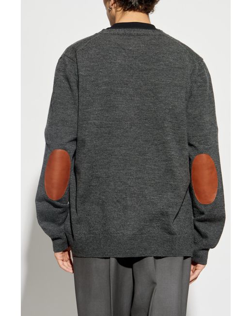 Maison Margiela Gray Cardigan With Sewn-On Elbow Patches for men