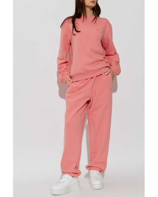 Acne Pink Sweatpants With Ribbed Cuffs