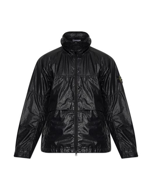 Stone Island Black Jacket With A Concealed Hood for men