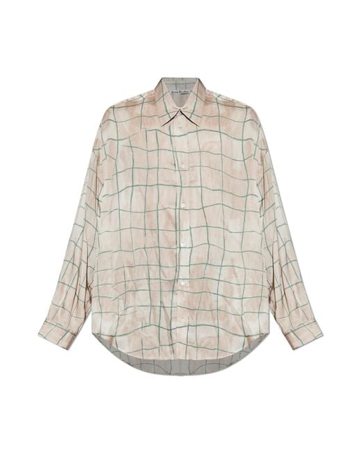 Acne White Checked Shirt for men