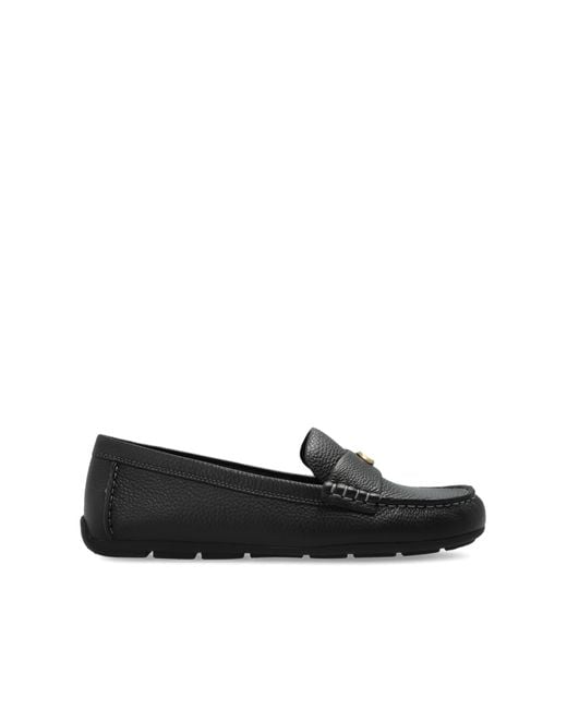 COACH Black Leather Loafers With Logo