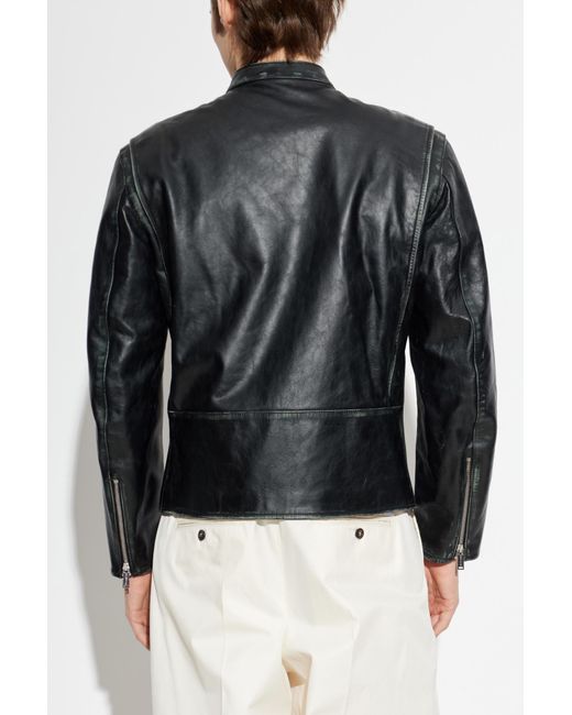 DSquared² Black Leather Jacket With Pockets for men