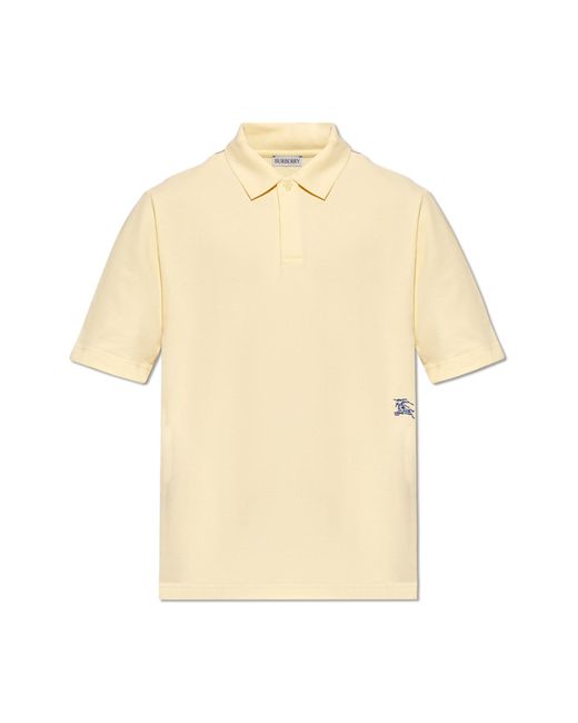 Burberry Natural Logo-embroidered Polo Shirt, for men