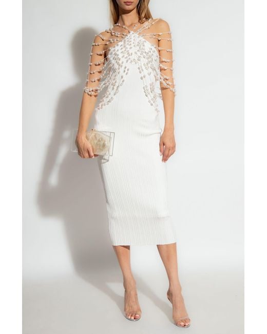 cult gaia white beaded dress Cult Gaia Meri Beaded Midi Dress