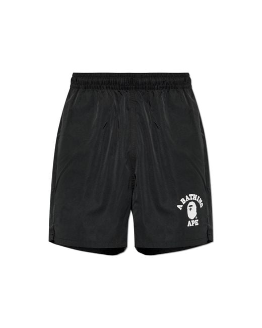 A Bathing Ape Black Shorts With Logo for men