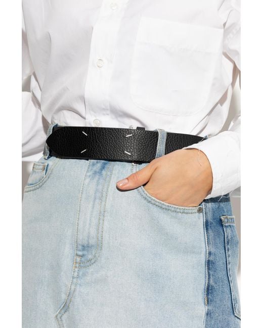 Maison Margiela Black Leather Belt With Logo