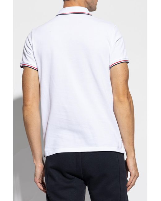 Moncler White Polo With Logo for men