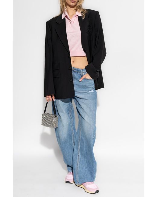 T By Alexander Wang Blue Polo Shirt With Printed Logo