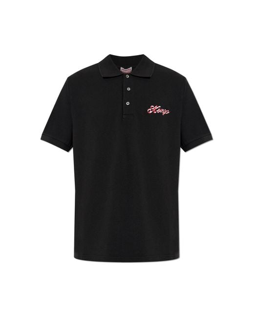 KENZO Black Cotton Polo for men