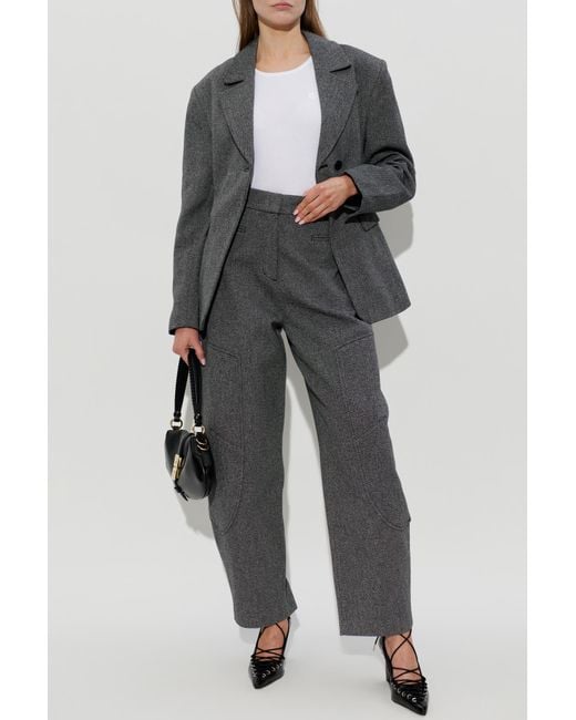 Ganni White Ribbed T-Shirt With Logo