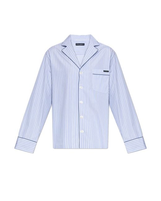 Dolce & Gabbana Blue Shirt With Striped Pattern for men