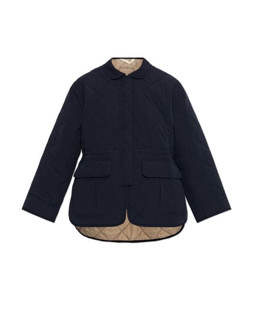 Rethinkit Studios Blue Quilted Jacket With A Stand-Up Collar