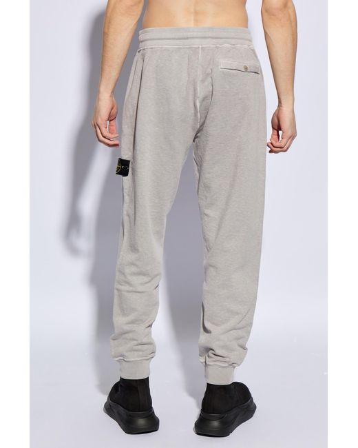 Stone Island Gray Sweatpants With Patch for men
