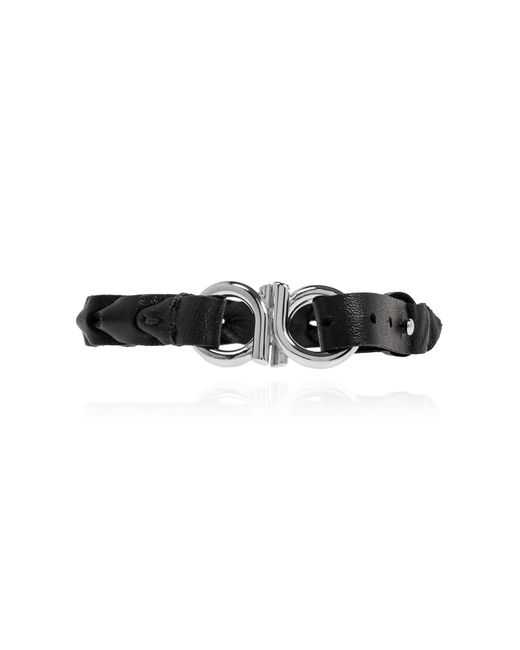 Ferragamo Black Leather Bracelet for men