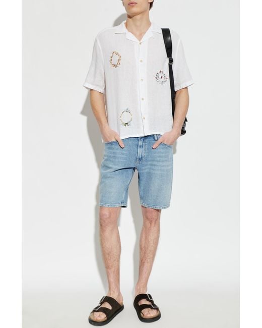 AllSaints White Linen Shirt 'Deck' for men