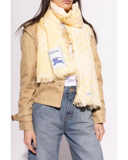 Burberry Natural Scarf With Logo Patch