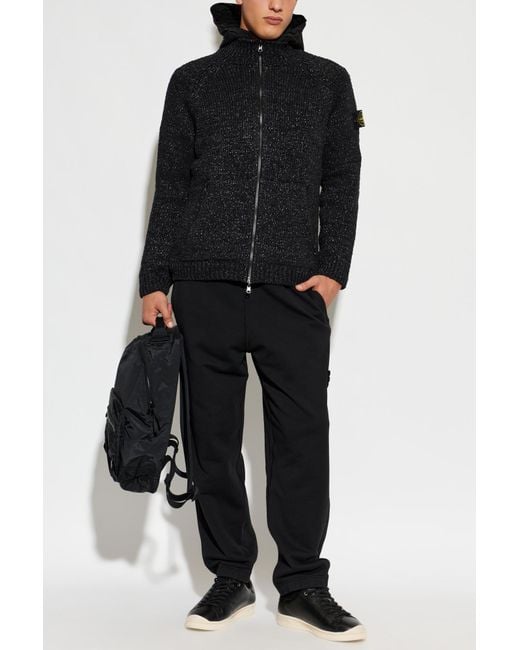 Stone Island Black Jacket With Logo Patch for men