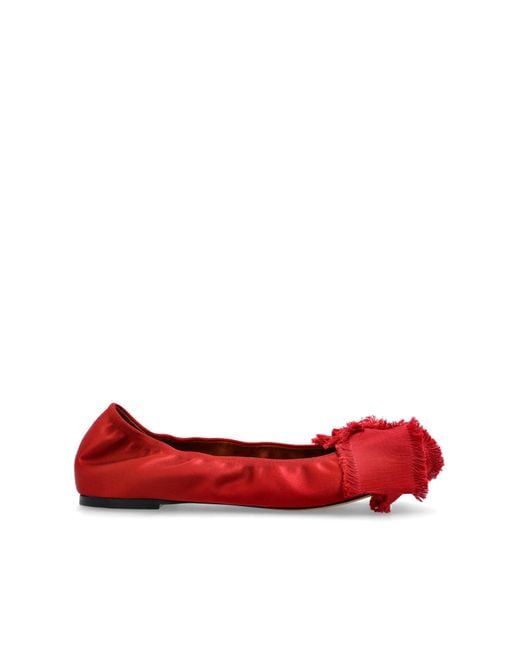 Lanvin Red Satin Ballet Flats
