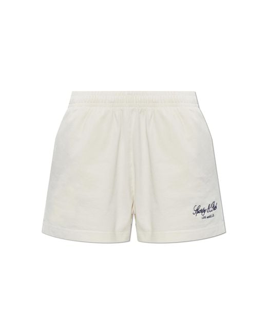 Sporty & Rich White Sweat Shorts With Embroidered Logo