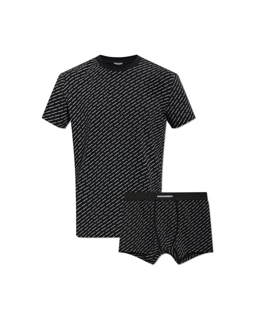 DSquared² Black Set From The 'Underwear' Line: T-Shirt And Boxers for men