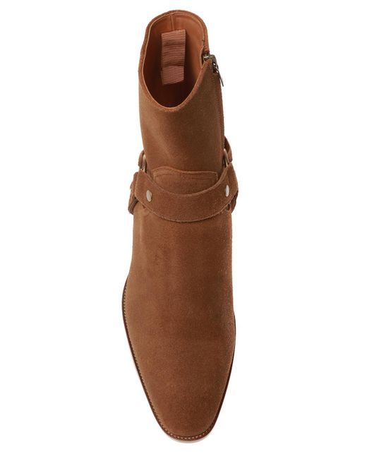 Saint Laurent Brown 'wyatt Harness' Ankle Boots, for men
