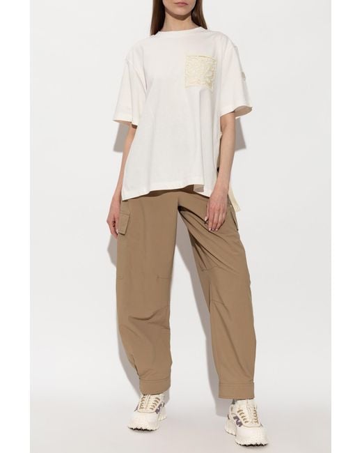 Moncler White T-Shirt With Logo Patch