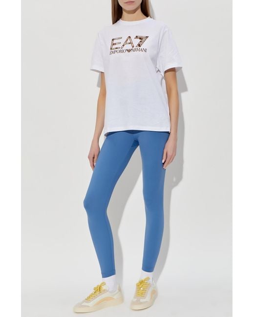 EA7 White T-Shirt With Shimmering Sequins