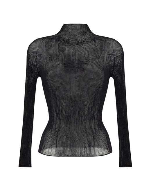 Issey Miyake Black Pleated Top