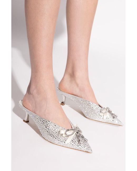 Jimmy Choo White Heeled Mules 'Auria'