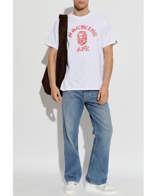 A Bathing Ape White T-Shirt With Print for men