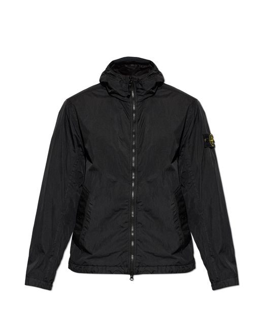 Stone Island Black Jacket With Logo Patch for men