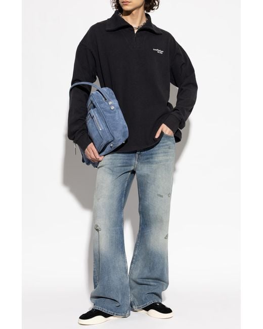 Acne Blue Sweatshirt With Logo for men