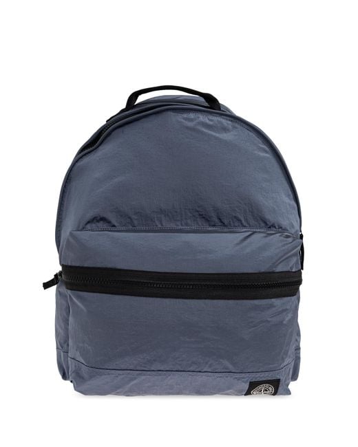 Stone Island Black Backpack With Logo Patch for men