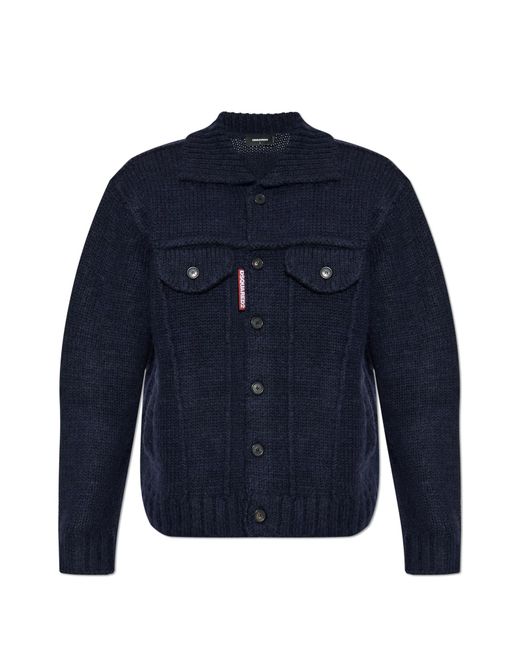 DSquared² Blue Wool Cardigan for men