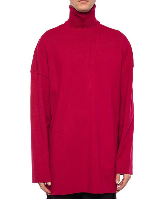 Balenciaga Synthetic Ribbed Turtleneck Sweater in Pink for Men - Lyst