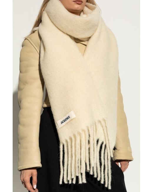 Jacquemus Natural Scarf With Logo Patch