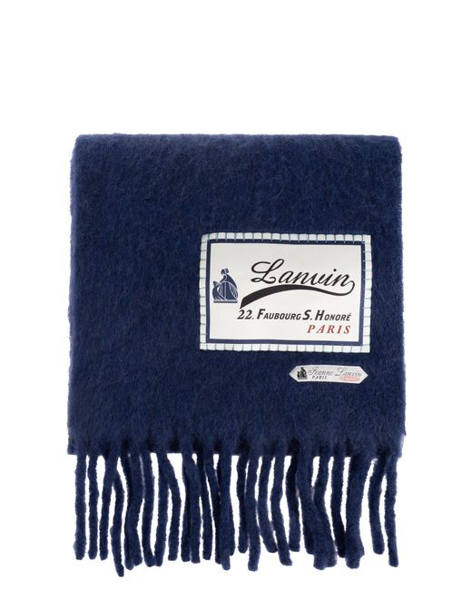 Lanvin Blue Scarf With Fringes for men