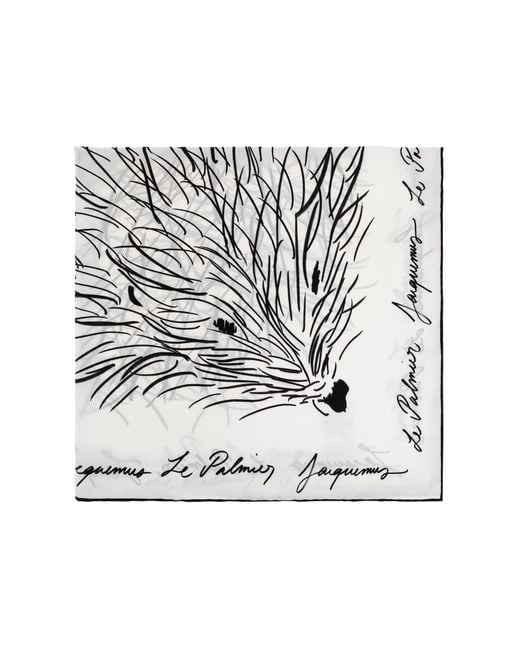 Jacquemus White Silk Scarf 'Herisson'