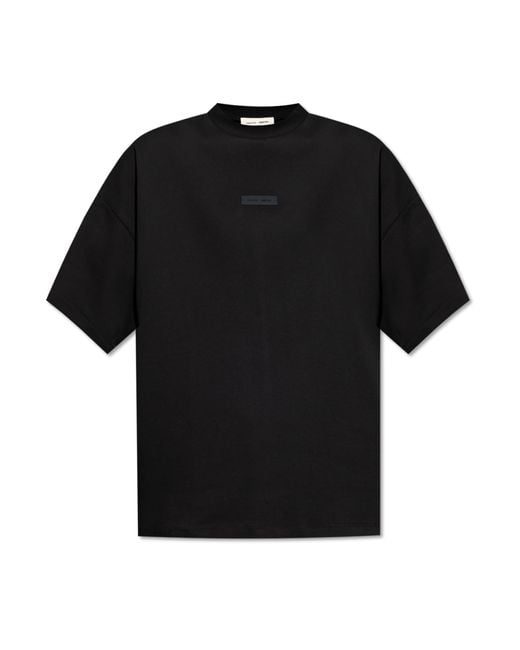 Fear Of God Black T-Shirt With Logo Patch for men
