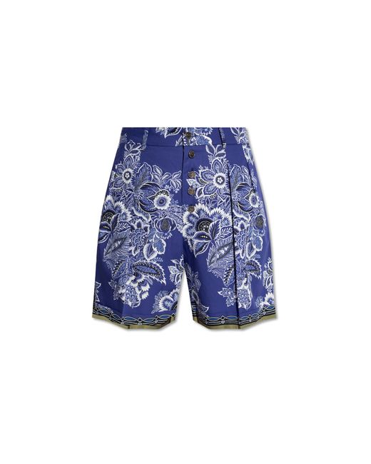 Etro Blue Printed Shorts,