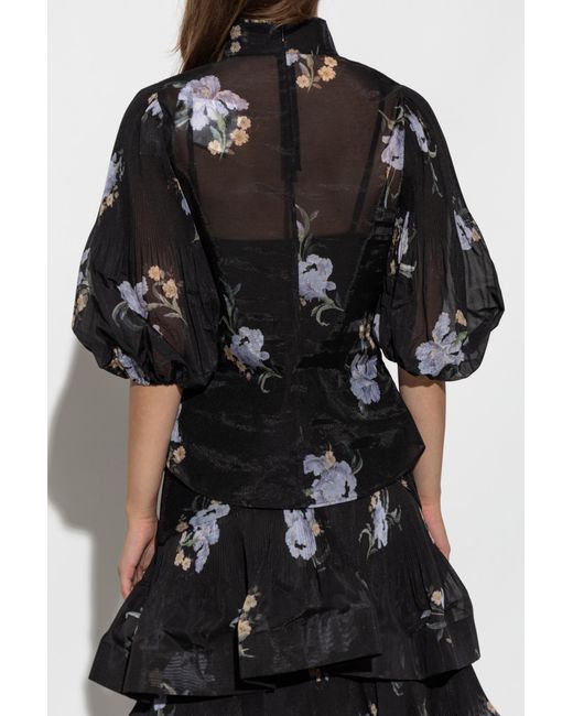 Zimmermann Black Shirt With Floral Pattern