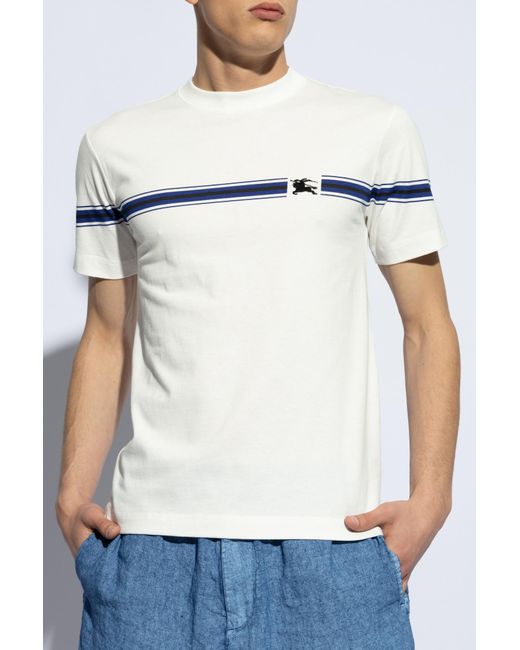 Burberry White T-Shirt With Logo for men