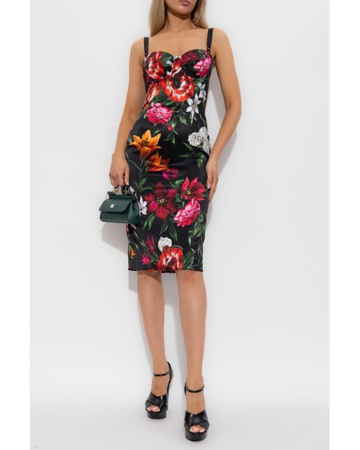 Dolce & Gabbana Red Dress With Floral Motif