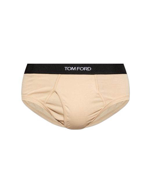 Tom Ford Black Cotton Briefs With Logo for men