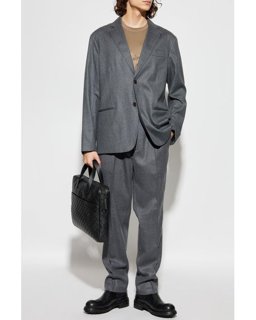Emporio Armani Gray Wool Blazer for men