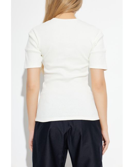 Lemaire Blue Ribbed Fitted Top