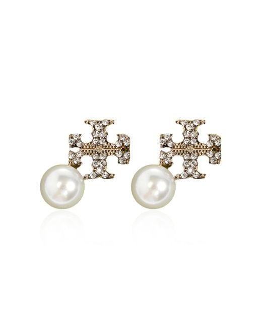 Tory Burch White Earrings With Pearl