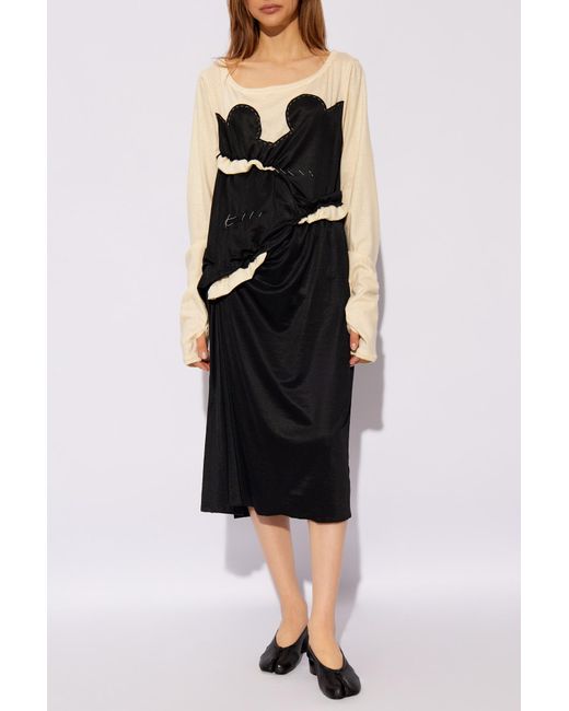 Maison Margiela Black Dress In Contrasting Fabrics,