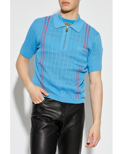 Versace Blue Polo With Pocket for men
