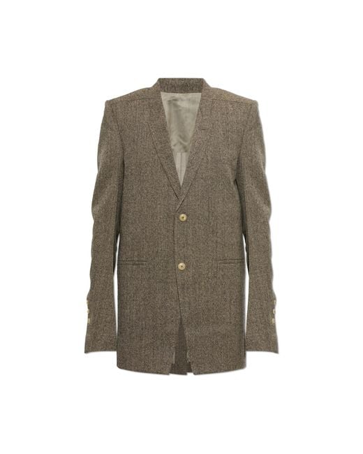 Rick Owens Green Wool Blazer With Single Vent for men